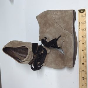 Born Crown suede wedge with velvet ribbon tie shoes